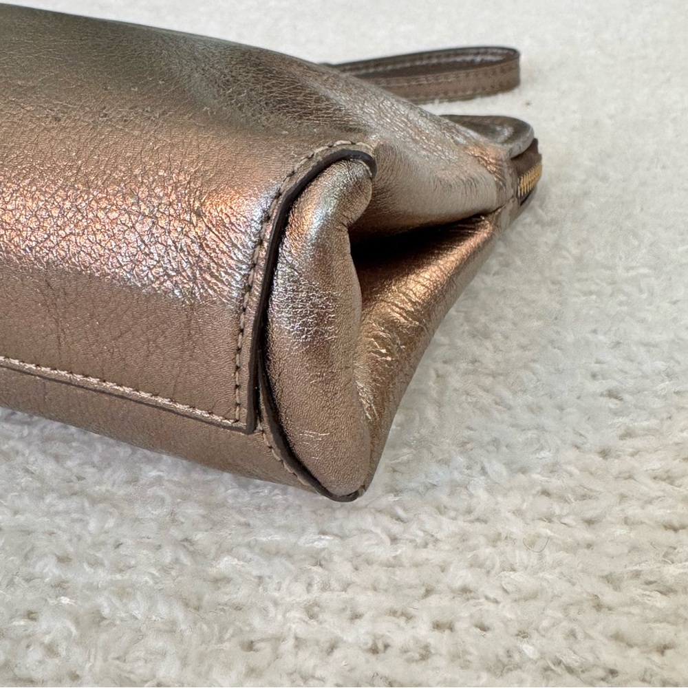 Coach Bleeker Metallic Bronze Gold Leather Clutch Wristlet - Picture 13 of 13